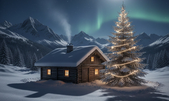 natale 2025 - albero di natale baita neve montagne