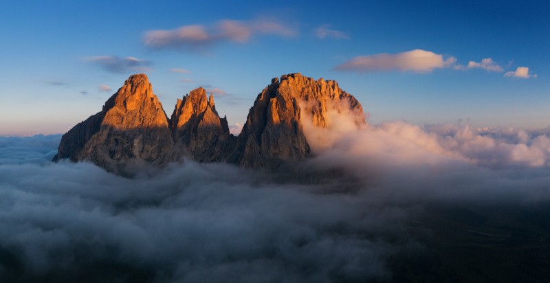 Tre Cime di Lavaredo viste dall'elicottero